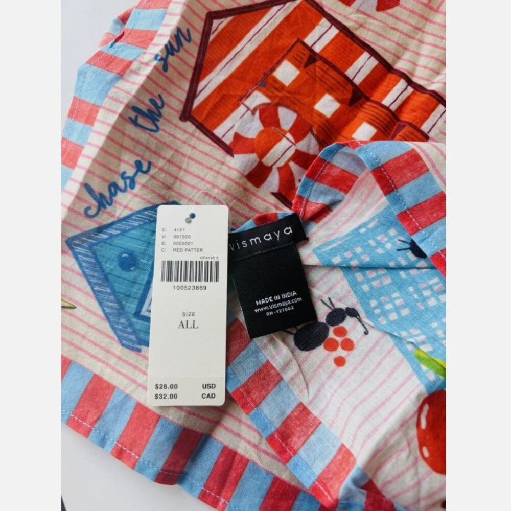 NWT Anthropologie Vismaya Summer Edit Cotton Square Scarf Beach - Picture 3 of 5